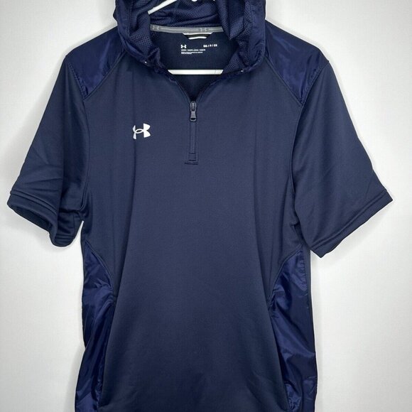 Under Armour Men's Command Short Sleeve Hoodie Navy Midnight Blue NWOT MEN Small - Picture 2 of 4